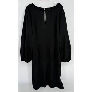 Ashley Stewart Black Balloon Sleeve Keyhole Shift Dress Plus Size 22/24 NEW